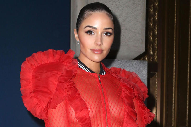 olivia culpo off the shoulder jumpsuit