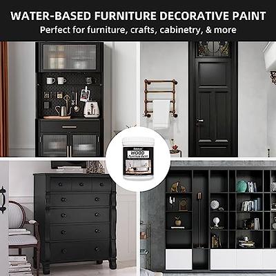 Globalcom Acrylic Wood Paint for Furniture black, Home Decor Paint for Wood  Renovation, Water-Based Chalk Style Paint for Wood Furniture, Non-Toxic &  Odorless (17 oz, Black) 