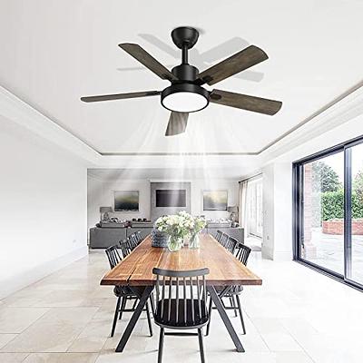 Ceiling Fans with Lights and Remote, 52 Inch Outdoor Modern Black Fan for  Bedroom Patios Porch