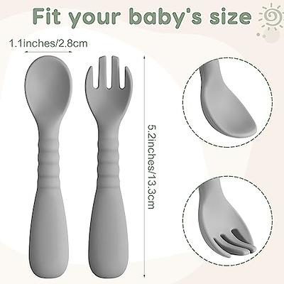 PandaEar 6 Pack Silicone Baby Spoons and Fork Feeding Set- Anti