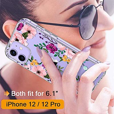 GiiKa for iPhone 12 Mini Case with Screen Protector, Clear Full Body  Shockproof Protective Floral Girls Women Hard Case with TPU Bumper Cover  Phone