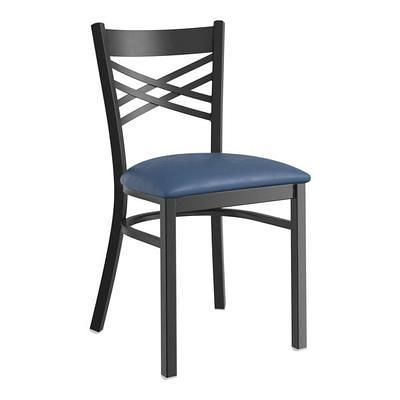 Lancaster Table & Seating Black Finish Cross Back Chair with 2 1/2 Light  Gray Vinyl Padded Seat - Detached