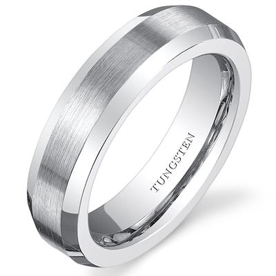 Three Keys Jewelry 4mm 6mm 8mm Tungsten Wedding Ring Imitated Meteorite Silver Polished Band