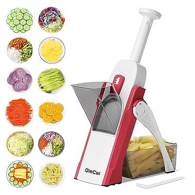 Safe Mandoline Slicer for Kitchen, QIECAI Vegetable Chopper Adjustable  Potato Cutter, Upright Manual Food Chopper, Veggie Dicer Kitchen Gadgets  Sets (Red) - Yahoo Shopping