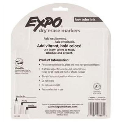 Expo Low Odor Dry Erase Markers, Fine Tip, Black, 12 Count