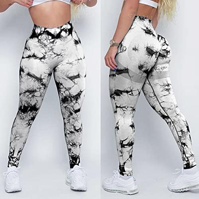 SZKANI Butt Lifting Leggings for Women Booty High Waisted Workout Yoga  Pants Scrunch Butt Gym Seamless Booty Tight((D-Tie Dye)-Black White,Large)  - Yahoo Shopping