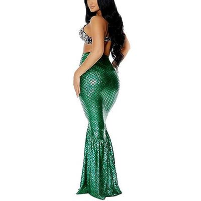 Kids Girls Mermaid Costume Cosplay Outfit Sequins Top Fish Scales