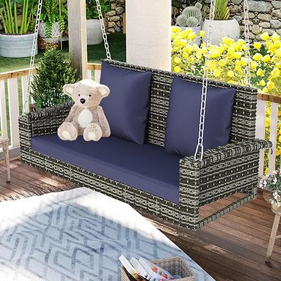 Outdoor Swing Replacement Seat Cushions Pad, 3 Seater Waterproof Non Slip  Overstuffed Bench Cushion, Loveseat Cushions with Ties for Porch Garden