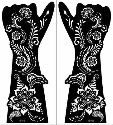 Xmasir 12 Large Sheets Henna Tattoo Stencil Kit for Hand Forearm Body Paint, Indian Arabian Temporary Tattoo Templates for Women Girls (S9)