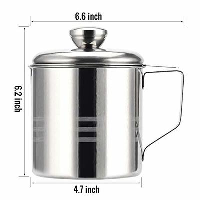 Chihee Stainless Steel Bacon Grease Container with Fine Mesh Strainer - 2L  Dust-Proof Lid and Non-Slip Tray for Storing, Frying, and Cooking Grease