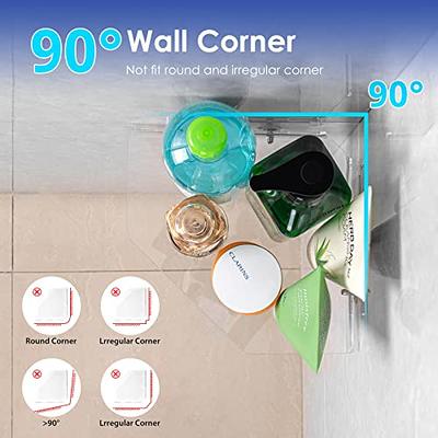 Acrylic Corner Shower Shelf 2 Pack With Adhesive Wall Mount, Bathroom  Transparent 