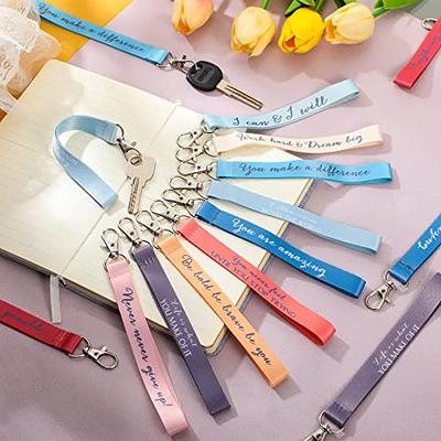 Unittype 50 Pcs Inspirational Quote Key Chains Bulk Webbing Strap Lanyard for Cheer Graduation Gifts Office