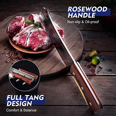 Topfeel 2 pcs Meat Cleaver & Heavy Duty Bone Chopper Knife Set, Hand Forged  German High Carbon Stainless Steel Butcher Knife for Home Kitchen &  Outdoor… - Yahoo Shopping