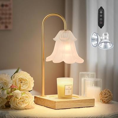  Elenhome Candle Warmer Lamp, Modern-Glass Candle Lamp Warmer  with Timer & Dimmer, Electric Candle Warmer Lamp for Jar Candles, Wax  Melter Warmer Lamps for Home Decor Gift, with 2 Bulbs (Amber)