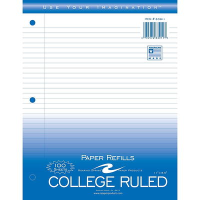 Five Star Reinforced Filler Paper, 3-Hole, 8.5 x 11, College Rule, 100/Pack  (17010)