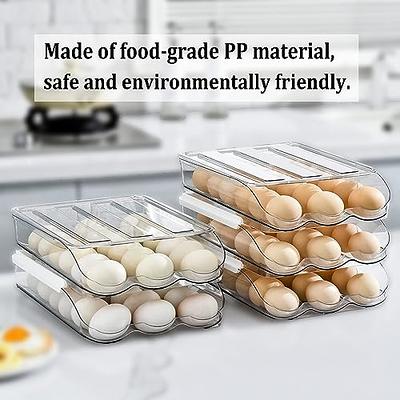 Rolling Egg Holder for Refrigerator, 36 Fresh Egg Container, 2 Layer Clear  Stackable Egg Holder, Egg Organizer Cartons & Egg Tray 