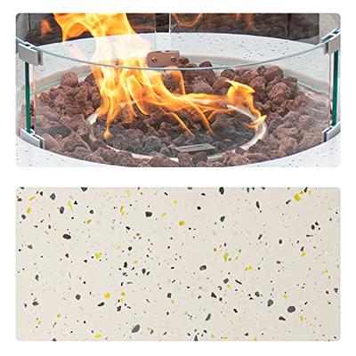 COSIEST Outdoor Propane Fire Pit Coffee Table, 28-inch Terrazzo Round Base  Patio Heater, 40,000 BTU Stainless Steel Burner, Free Lava Rocks