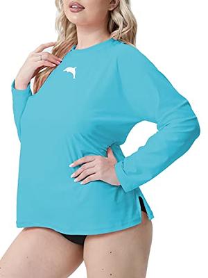 Halcurt Swim Shirt Plus Size Women Rash Guard Short Sleeve SPF 50