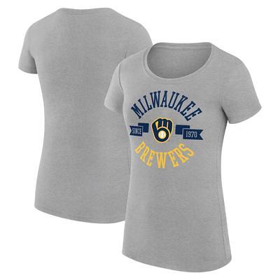Milwaukee Brewers WEAR by Erin Andrews Women's Waffle Henley Long Sleeve T- Shirt - Navy