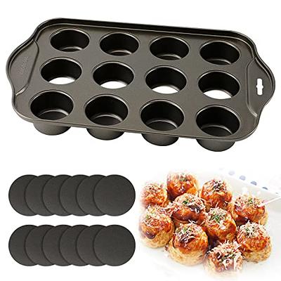 Elesinsoz 2 Pcs Muffin Top Pan with Lid, 3.6 Inch Non-Stick 6 Cup