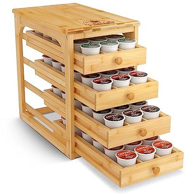 Bamboo K-Cup Coffee Pod Holder Coffee Machine Stand Storage Organizer