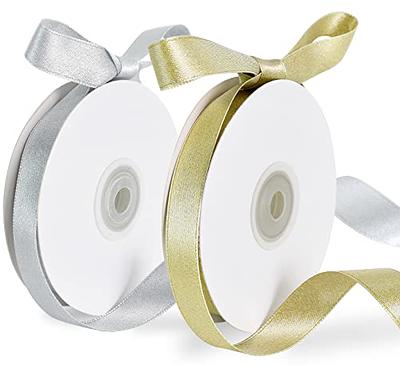 TONIFUL 3/5 Inch 50yd Glitter Gold and Silver Satin Ribbon, Thin