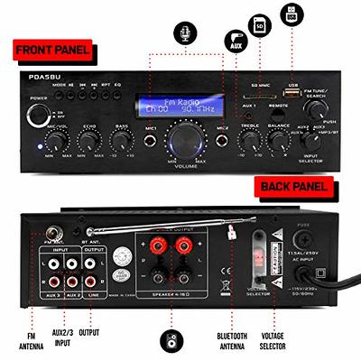 Pyle Wireless Bluetooth Home Power Amplifier - 200 Watt Audio Stereo  Receiver w/USB Port, AUX in, FM Radio, 2 Karaoke Microphone Input, Remote -  Home Entertainment System - Pyle PDA5BU.5 - Yahoo Shopping