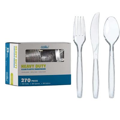 Prestee 300 Plastic Silverware Set, Clear Plastic Cutlery Set