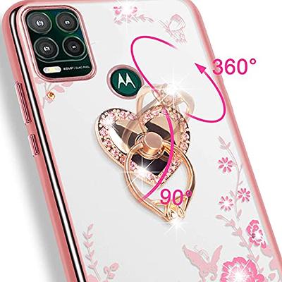  for Moto G Stylus 5G Case for Women, Motorola G Stylus 5G Case  Glitter Crystal Butterfly Heart Floral Slim TPU Luxury Bling Cute  Protective Cover with Kickstand+Strap for Moto G Stylus