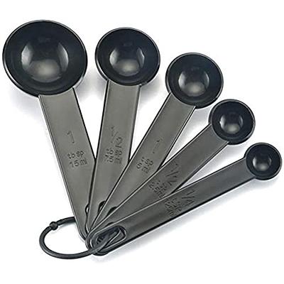 EDELIN Measuring Cups and Magnetic Measuring Spoons Set, Stainless Steel 5  Cups and 7 Spoons (Black)