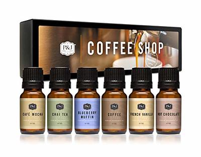 P&J Fragrance Oil Coffee Shop Set  Coffee, Café Mocha, Chai Tea, Hot  Chocolate, Blueberry Muffin, French Vanilla Candle Scents for Candle Making,  Freshie Scents, Soap Making Supplies - Yahoo Shopping