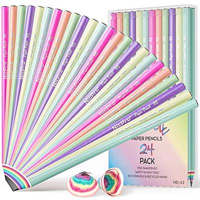 Nicpro 24PCS Rainbow Pencils HB #2, Cute Pastel Pencils Pre