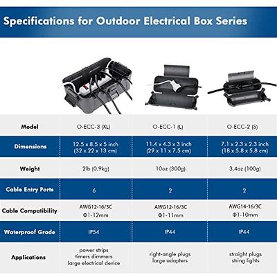 3 Pack Outdoor Extension Cord Safety Cover with Waterproof Seal, Large  Outdoor Electrical Box, IP54 Waterproof Outdoor Extension Cord Cover