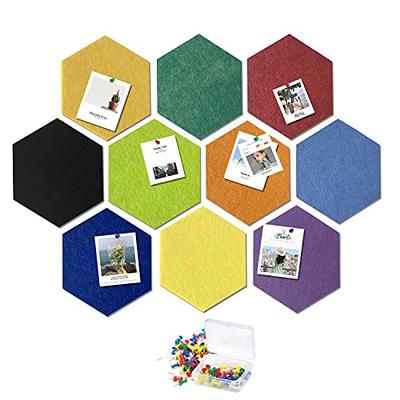 Hexagon Pad Cork Board/Pin Board, 9-Pack Colorful Wall Tiles Memo