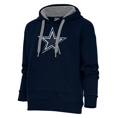 Men's Antigua Navy/Heather Gray Dallas Cowboys Victory Colorblock Pullover Hoodie Size: Medium