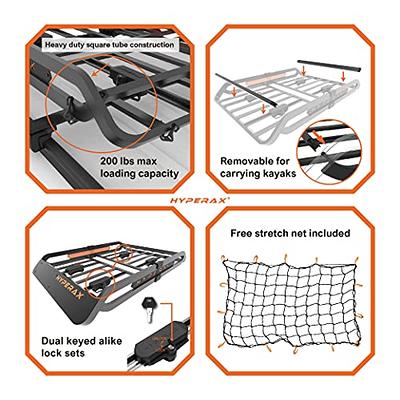 HYPERAX Iridium L Universal Steel Cargo Roof Rack Basket Kayak Carrier- 61.5  x 43.5 x 6.5” 200lb Max Load - Heavy Duty Car Top Luggage Holder Carrier  Basket for SUV,Truck,Cars (Large) - Yahoo Shopping