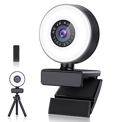 2k Webcam with Light and Tripod,Ultra HD Webcam for Streaming Gaming Video  Calling and Conferencing,Wide Angle USB Camera for PC Mac Laptop