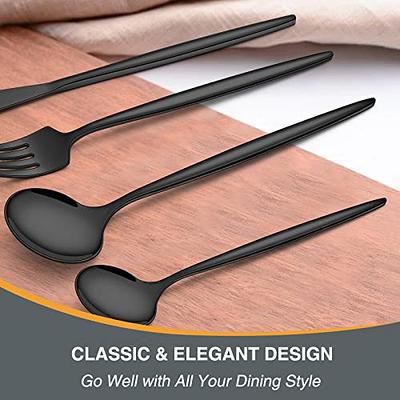 Matte Black Silverware Set 30 Piece, Wildone Stainless Steel