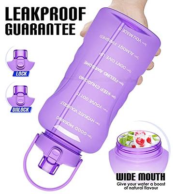2 Litre Water Bottle with Straw, Sports Water Bottles with Handle, Leak Proof Drinks Bottle BPA Free for Gym Fitness Outdoor Sports, Purple
