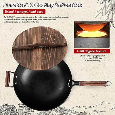 WANGYUANJI Cast Iron Wok,13.4 Craft Wok Chinese Wok,Flat Bottom Iron Woks  with Lid,Fry Pan Suitable for Induction, Electric, Gas, Halogen All  Stoves-Black - Yahoo Shopping