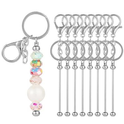 6 Pcs Beadable Keychain Bars Blanks Metal Beaded Keychain,Gold 