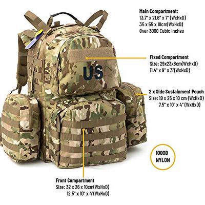  KXBUNQD 50L Military Tactical Backpack Hiking Waterproof  Backpack Large Military Pack 3 Day Assault Pack Molle Bag Rucksack : Sports  & Outdoors