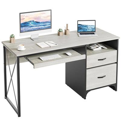 Bestier 55 inch L-Shaped Gaming Computer Desk with Monitor Stand Home  Office Corner Desk Grey