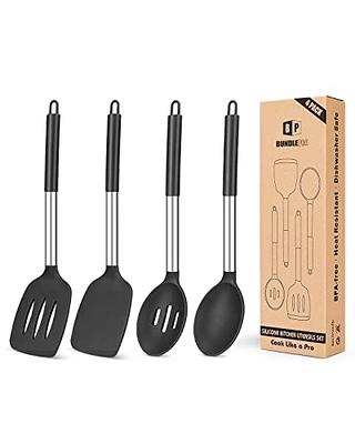 Silicone Whisk,Walfos Heat Resistant Kitchen Whisks for Cooking Set of  4-Non Scatch Rubber Coated for Non-stick Cookware, Balloon Egg Wisk Perfect  for