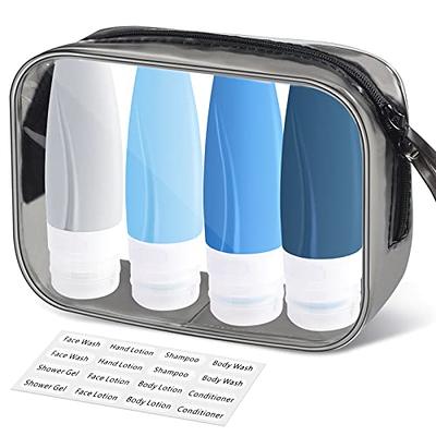 BUENALL Basic Travel Accessories Set: TSA Quart Bag and Bottles. 4  Refillable Silicone Toiletries Tubes Safe for Baby - Leak Proof Lid -  approved for carry on