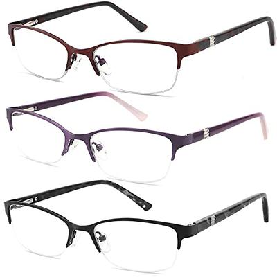 3-Pack Blue light Blocking Reading Glasses for Men, Fashion Metal Half  Frame Readers With Flexible Spring Hinge,Anti Glare/Eye Strain/UV Computer  Eyeglasses, Magnification Strength 2.25 3 Pack Mix Colors 2.25x