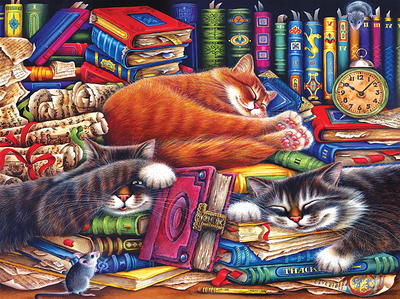 Cra-Z-Art - RoseArt - Fancy Cats - Library Mischief - 750 piece jigsaw  puzzle