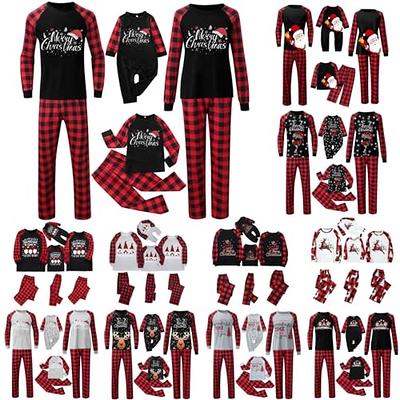 Matching Family Pajamas Sets Christmas Pjs Red Buffalo Plaid Printed Long  Sleeve Shirt and Bottom Loungewear