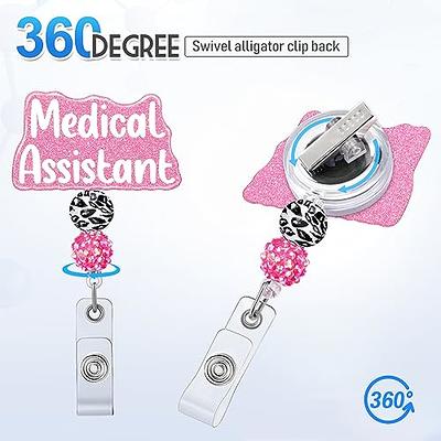 Plifal Medical Assistant Ma Badge Reel Holder Retractable with ID Clip for Nurse Nursing Name Tag Card Black Alligator Clip Hospital Work