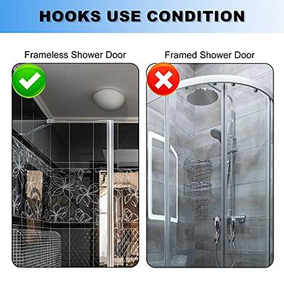 Cerbonny Shower Door Hooks, 2 Pack Extended Double Towel Hooks for Bathroom  Frameless Glass Shower Door, Heavy Duty Stainless Steel Bathroom Hanger